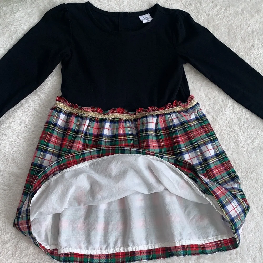 GAP Black & Red White Green Plaid Dress 3 EUC